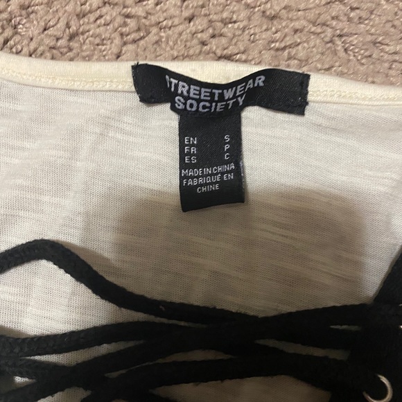 Cream front criss cross t-shirt - Picture 2 of 2